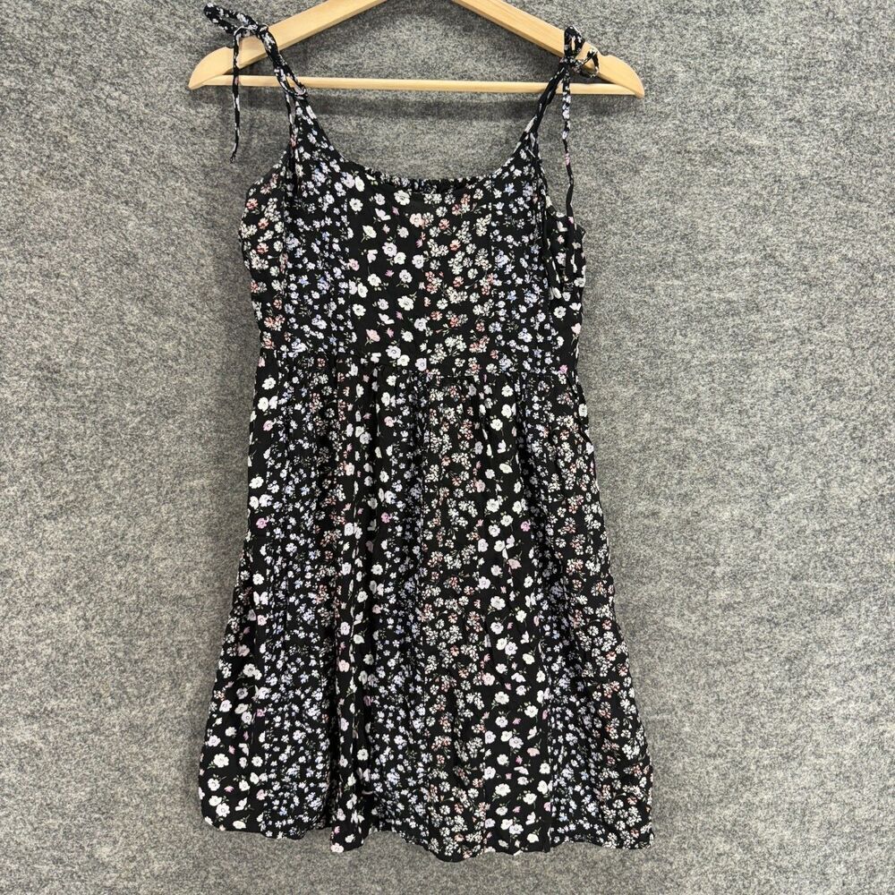 So Dress Women S Small Black Floral Shift Short Sleeveless Rayon Round Neck